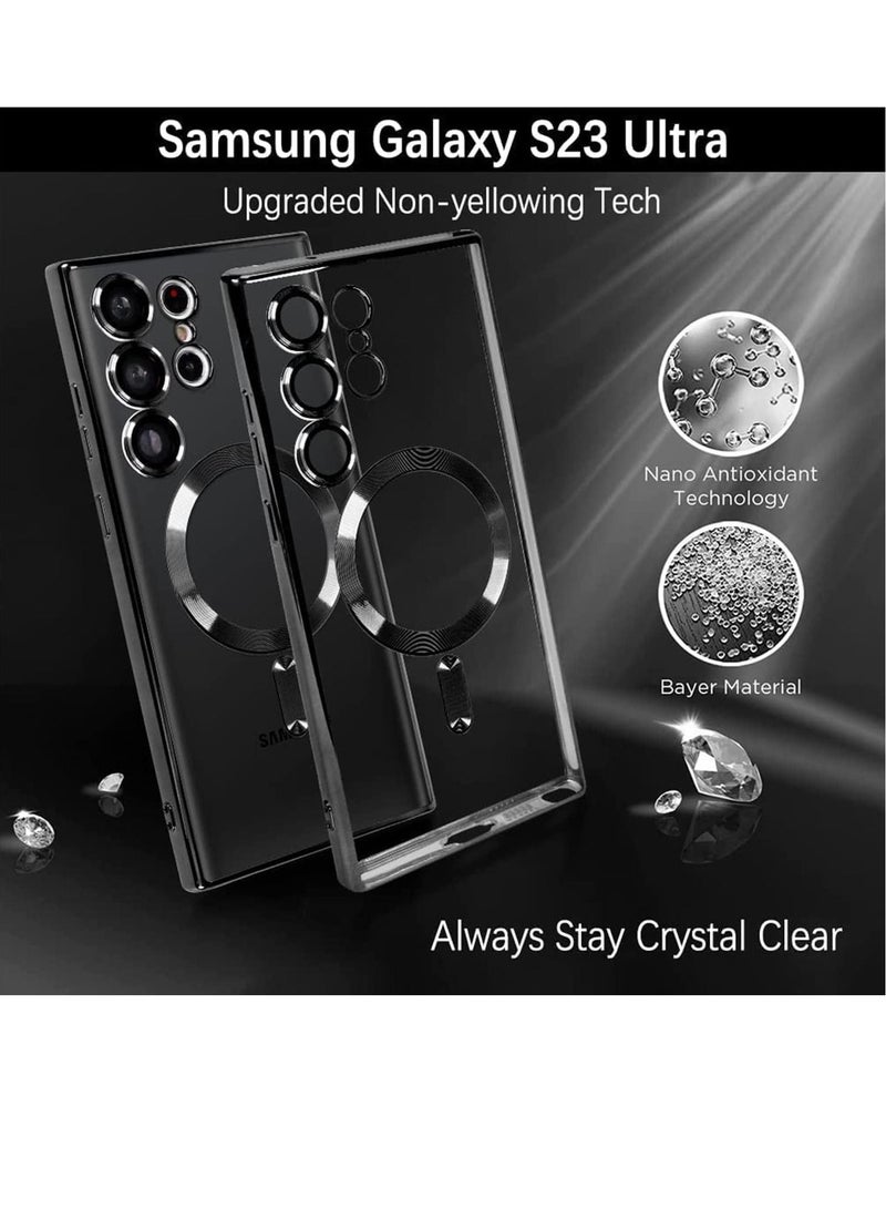 إيف حالة مغناطيسية واضحة لـ Samsung Galaxy S23 Ultra 5G مع واقي عدسة الكاميرا ، متوافق مع Magsafe ، غطاء واقعي للهاتف Slim Slip Slim للنساء (أسود) - Image 2