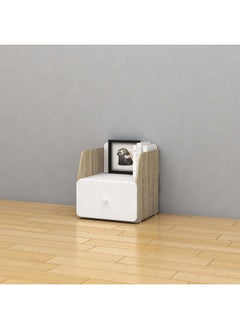 DANUBE HOME Kinder 1 Drawer Nighstand Elegant Bedside Table End Table Side Table Nightstand For Bedroom Living Room Storage -White & Sonoma Oak  - Image 2