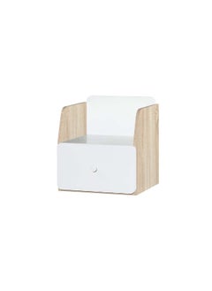 DANUBE HOME Kinder 1 Drawer Nighstand Elegant Bedside Table End Table Side Table Nightstand For Bedroom Living Room Storage -White & Sonoma Oak  - Image 3