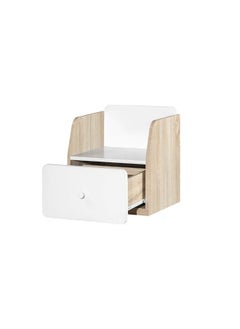 DANUBE HOME Kinder 1 Drawer Nighstand Elegant Bedside Table End Table Side Table Nightstand For Bedroom Living Room Storage -White & Sonoma Oak  - Image 5