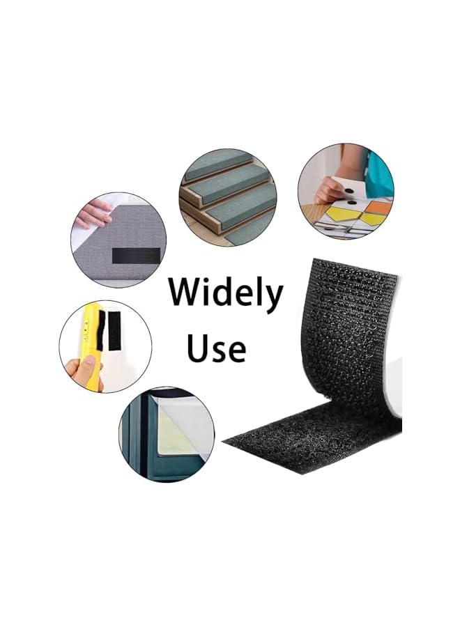 promass 16.4Ft Black Heavy Duty Hook And Loop Tape Adhesive - Easy Picture Wall Hanging, Secure Rug Grip, DIY Classroom & Office Essentials - Image 2