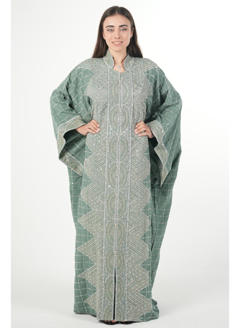 البنت الشرقية جلابية نسائية مطرزة واسعة مع حزام داخلي مقاس موحد - Image 1