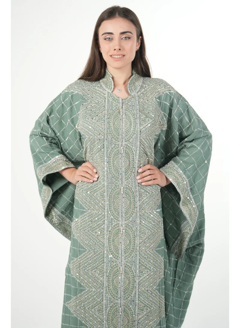 البنت الشرقية جلابية نسائية مطرزة واسعة مع حزام داخلي مقاس موحد