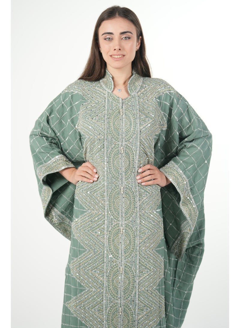 البنت الشرقية جلابية نسائية مطرزة واسعة مع حزام داخلي مقاس موحد - Image 2