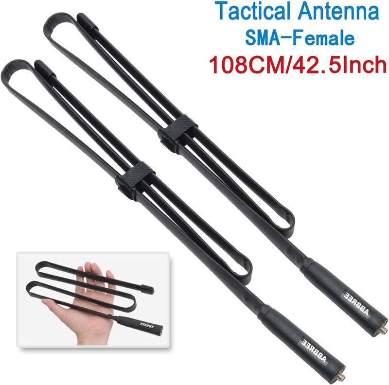 ABBREE 2 Pack 42.5-Inch Length SMA-Female Dual Band 144/430Mhz Foldable CS Tactical Antenna for GMRS Radio Baofeng UV-5R BF-F8HP Pro 5RM UV-21R UV-5G Plus GM-5RH K5PLUS AR-152 GM-15PRO Radio Antenna - Image 2