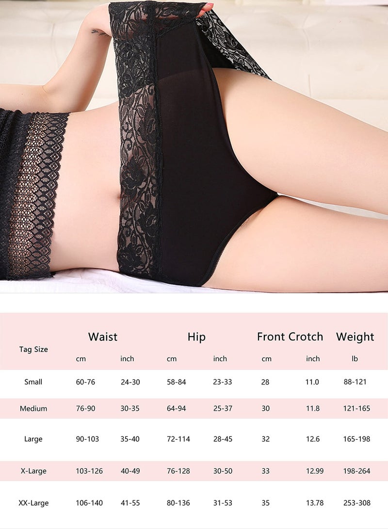 KASTWAVE Women’s Plus Size Underwear, Ladies Lace High Waisted Panties, Soft Full Breathable Briefs For Women 5-Pack - Image 3