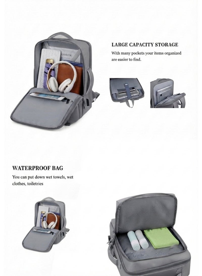Travel Backpack with 18 -inch Laptop and , Waterproof Large Capacity Daypack with USB Charging Port, Carry On Weekender Bag with Wet and Dry Separation, Suitable for Daily Commute, Overnight Flight and Short Trips - Image 2