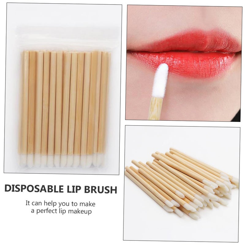 50pcs Disposable Wooden Lip Brush Lipstick Applicators with Handle Portable Lip Balm Brush for Makeup Use - Image 3