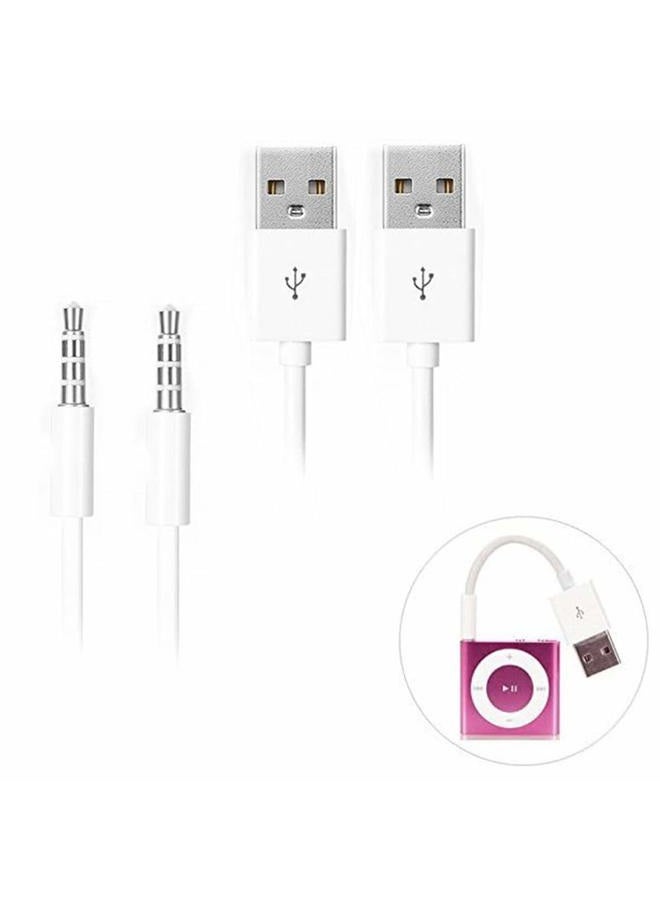 iAbler iPod Shuffle Cable, 2 Pack 3.5mm Jack/Plug to USB USB Power Charger Sync Data Transfer Cable for iPod Shuffle 3rd 4th 5th MP3/MP4 - Image 1