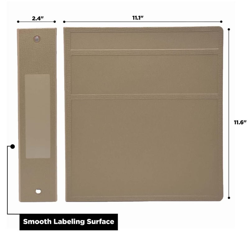 Carstens 2-Inch Heavy Duty 3-Ring Binder - Side Opening, Sand, Durable Plastic, Precision No-Gap Rings, Waterproof Covers, No Pockets, Holds 300 Letter-Sized Sheets, BPA-Free, Made in USA (5825-3R) - Image 3