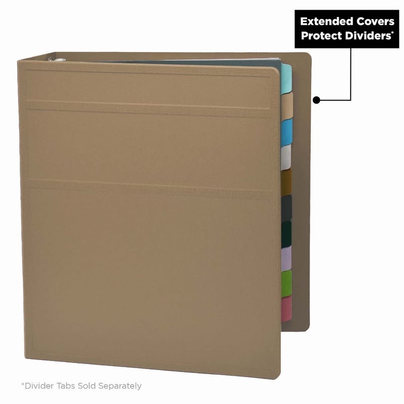 Carstens 2-Inch Heavy Duty 3-Ring Binder - Side Opening, Sand, Durable Plastic, Precision No-Gap Rings, Waterproof Covers, No Pockets, Holds 300 Letter-Sized Sheets, BPA-Free, Made in USA (5825-3R) - Image 5
