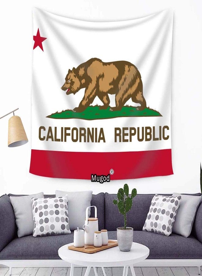 Mugod Flag Tapestry State of California Republic Flag for Bear and Star Design Home Decor Tapestry Wall Hanging for Bedroom Living Room Dorm, 60WX40H Inches - Image 2