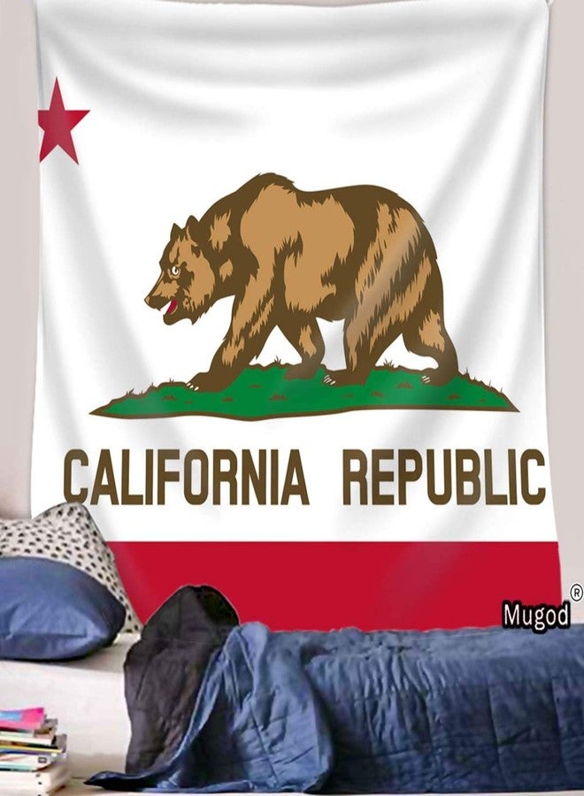 Mugod Flag Tapestry State of California Republic Flag for Bear and Star Design Home Decor Tapestry Wall Hanging for Bedroom Living Room Dorm, 60WX40H Inches - Image 3