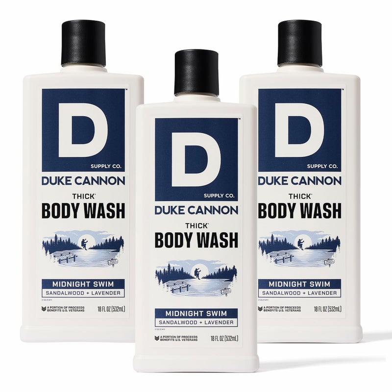 Duke Cannon Supply Co. Duke Cannon Midnight Swim Body Wash - Thick High Viscosity Men's Body Wash, Exfoliating and Moisturizing Formula, Sea Grass and Sandalwood Scents, 17.5 oz (3 Pack) - Image 1