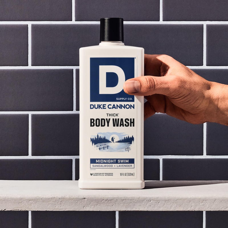 Duke Cannon Supply Co. Duke Cannon Midnight Swim Body Wash - Thick High Viscosity Men's Body Wash, Exfoliating and Moisturizing Formula, Sea Grass and Sandalwood Scents, 17.5 oz (3 Pack) - Image 4