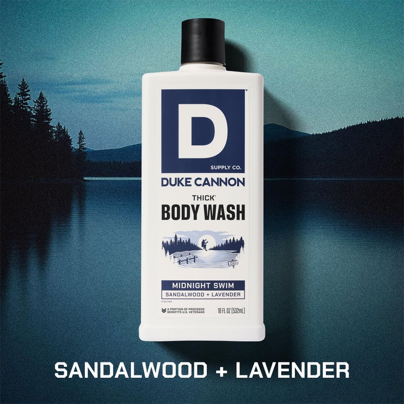 Duke Cannon Supply Co. Duke Cannon Midnight Swim Body Wash - Thick High Viscosity Men's Body Wash, Exfoliating and Moisturizing Formula, Sea Grass and Sandalwood Scents, 17.5 oz (3 Pack) - Image 3