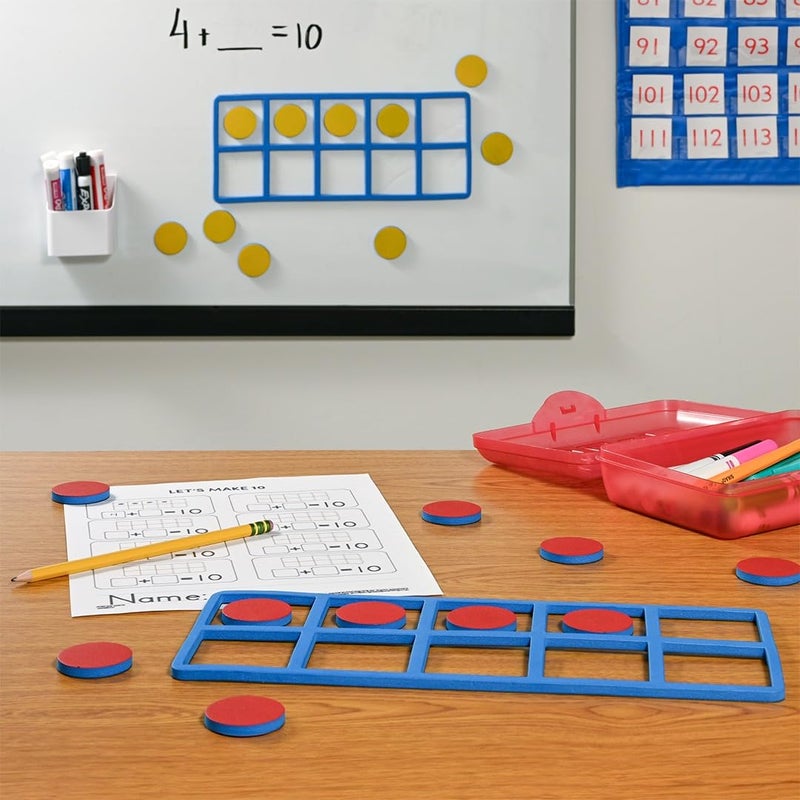 LEARNING ADVANTAGE Giant Magnetic Foam Ten Frames | Early Math Manipulative | 2 Frames with 20 Disks | Teach Number Concepts, Addition and Subtraction - Image 2