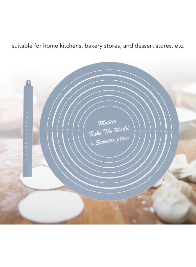 DUNISO Dough Roller Set with Measurements, Silicone Rolling Pin and Non Stick Baking Mat, Suitble for Best Pie Crust, Pasta and Pizza Dough (Gray)  - Image 3