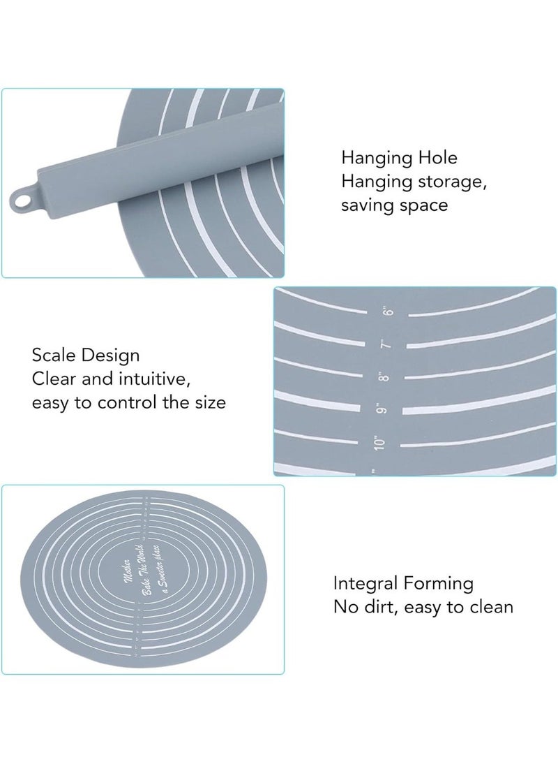 DUNISO Dough Roller Set with Measurements, Silicone Rolling Pin and Non Stick Baking Mat, Suitble for Best Pie Crust, Pasta and Pizza Dough (Gray) - Image 3