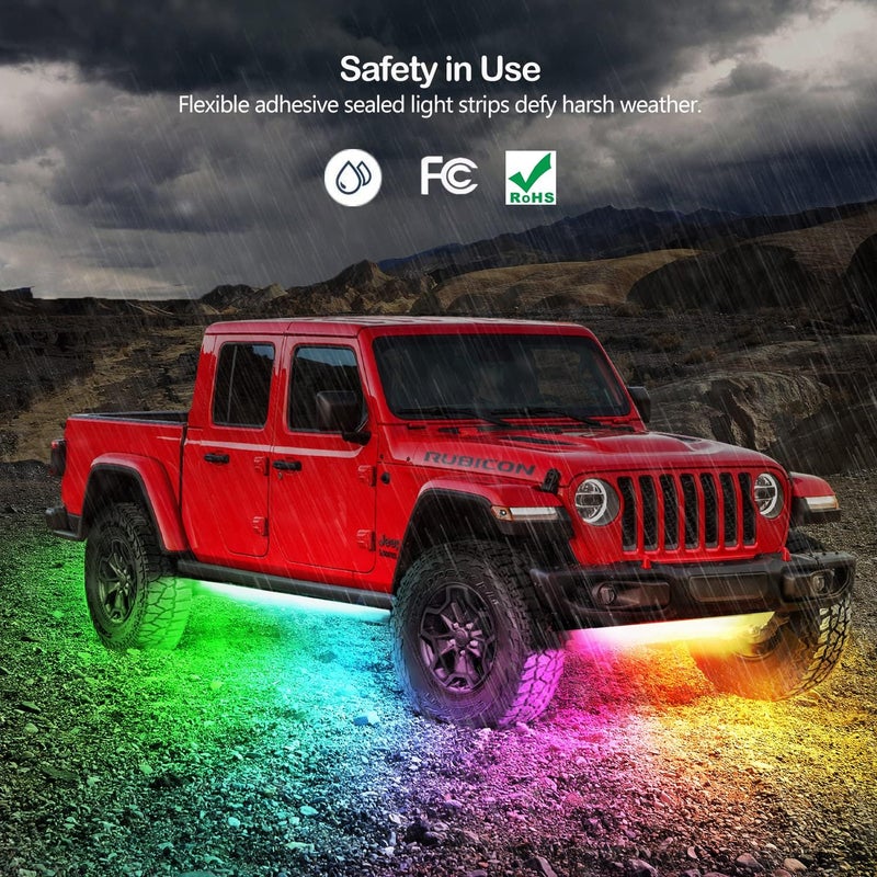 مجموعة إضاءة تحت السيارة ، أضواء RGB-IC تحت السيارة مع تأثير الرقص اللوني الحالم، 213 وضعية مشهد، تحكم عبر التطبيق والتحكم عن بُعد، 5 أوضاع موسيقية لأضواء LED لجميع السيارات - Image 5