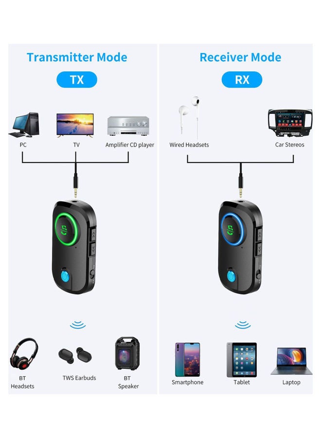 NIBEMINENT Bluetooth Transmitter Receiver T3 Black - Image 5