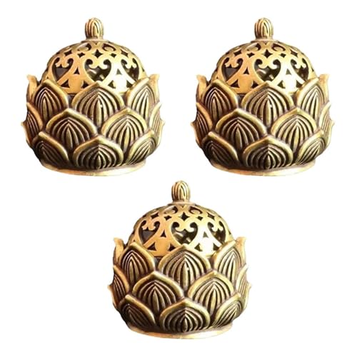 Zbdroxygen 3Pcs Brass Diffuser for Home, Brass Lotus Incense Burner Holder, Home Temple Decor, Meditation Accessories,Assistance for Leisure and Relaxation - Image 1