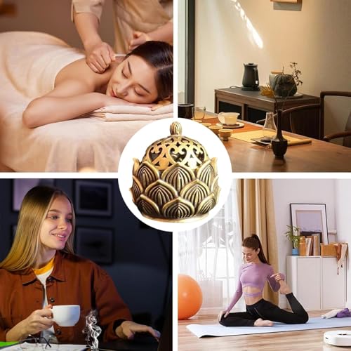 Zbdroxygen 3Pcs Brass Diffuser for Home, Brass Lotus Incense Burner Holder, Home Temple Decor, Meditation Accessories,Assistance for Leisure and Relaxation - Image 4