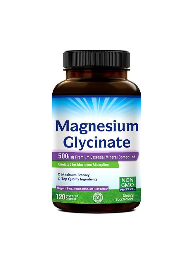 Magnesium Glycinate High Absorption Magnesium Glycinate Capsules 120 Capsules, Vegetable Cellulose Capsule, Supports Bone, Muscle, Nerve and Heart Health, Pure and Natural Dietary Supplement  - Image 1