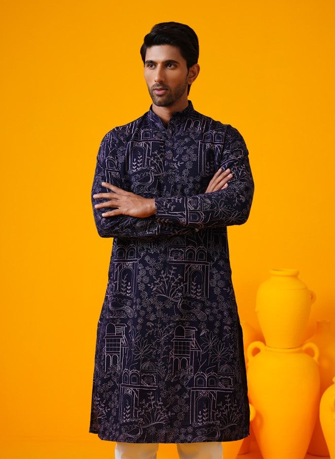 Sojanya Floral Embroidered Kurta and Pyjama Set for Men - Image 5