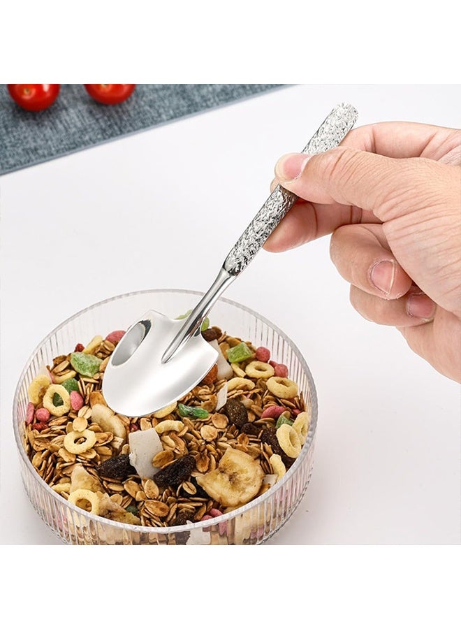 4 Pcs Stainless Steel Hammer Pattern Shovel Square Spoon for Watermelon Dessert Ice Cream Thick Cute Small - Image 5