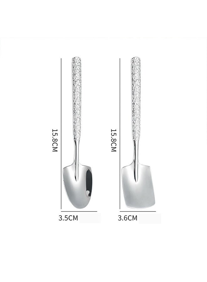4 Pcs Stainless Steel Hammer Pattern Shovel Square Spoon for Watermelon Dessert Ice Cream Thick Cute Small - Image 3