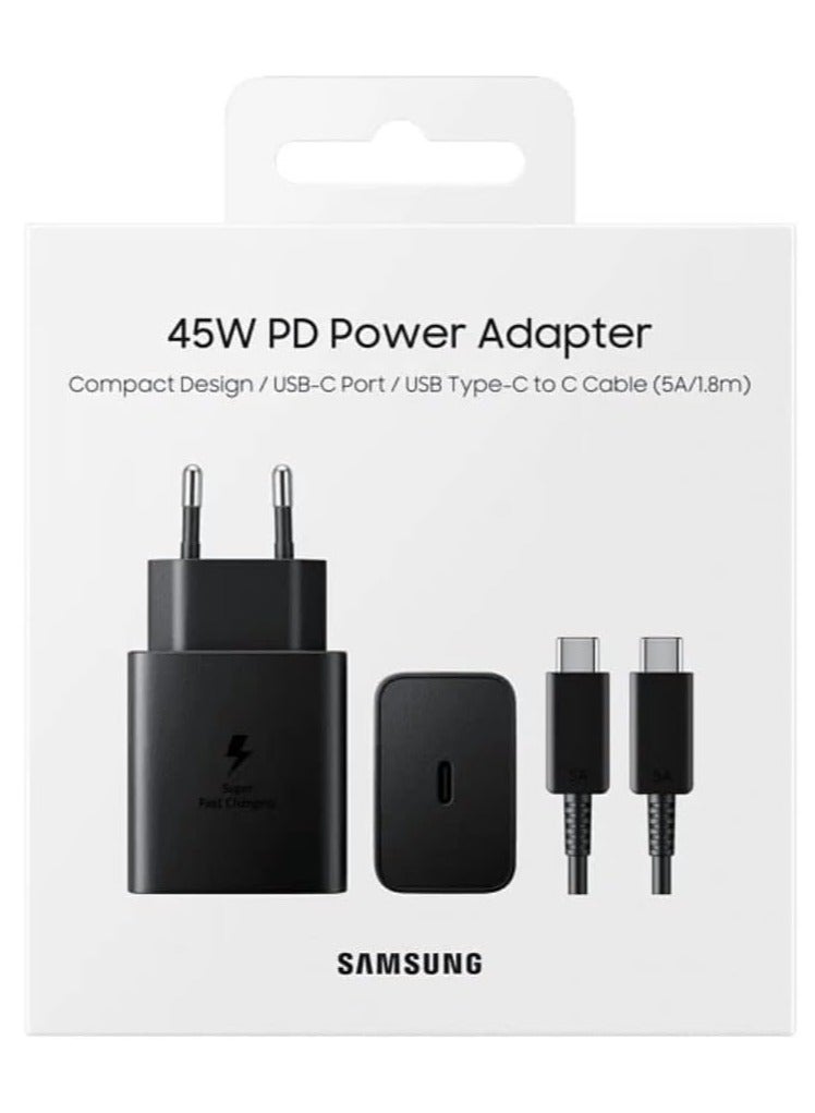 Samsung Super Fast Charging Travel Adapter With USB Type-C To USB Type-C Cable 45W Black - Image 1