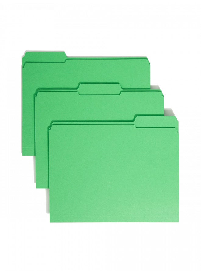 Smead File Folder, Reinforced 1/3-Cut Tab, Letter Size, Green, 100 per Box (12134) - Image 1