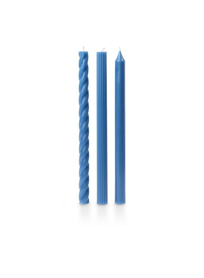 ILLUME Beautifully Done Unscented Assorted Candle Tapers 3-Pack, Cerulean Blue - Image 2