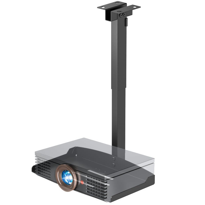 PUTORSEN Adjustable Projector Ceiling Mount,Universal Projector Shelf for Ceiling and Wall, Holds up to 22lbsï¼ŒNo Hole Installation, Hidden Cable Routing, Black - Image 1