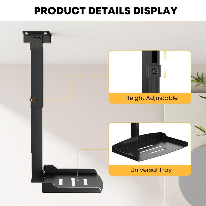 PUTORSEN Adjustable Projector Ceiling Mount,Universal Projector Shelf for Ceiling and Wall, Holds up to 22lbsï¼ŒNo Hole Installation, Hidden Cable Routing, Black - Image 4