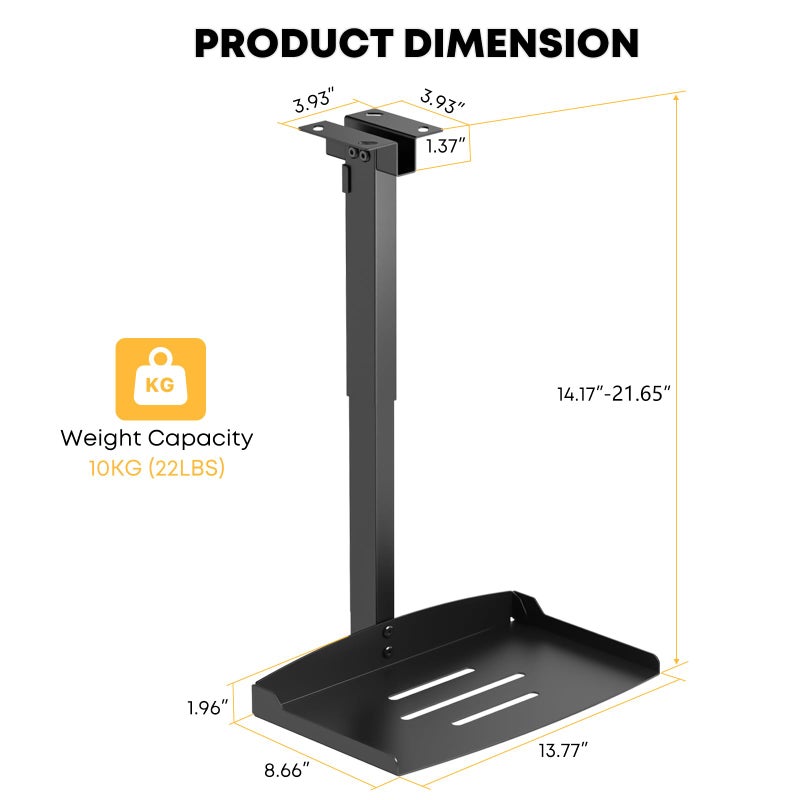 PUTORSEN Adjustable Projector Ceiling Mount,Universal Projector Shelf for Ceiling and Wall, Holds up to 22lbsï¼ŒNo Hole Installation, Hidden Cable Routing, Black - Image 3