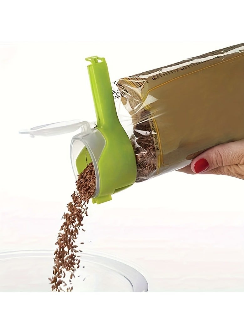 Versatile Food Sealing Clip with Pour Spout - Leak-Proof, Washable Plastic Bag Closure for Snacks  Tea Food (Random Color)  - Image 4