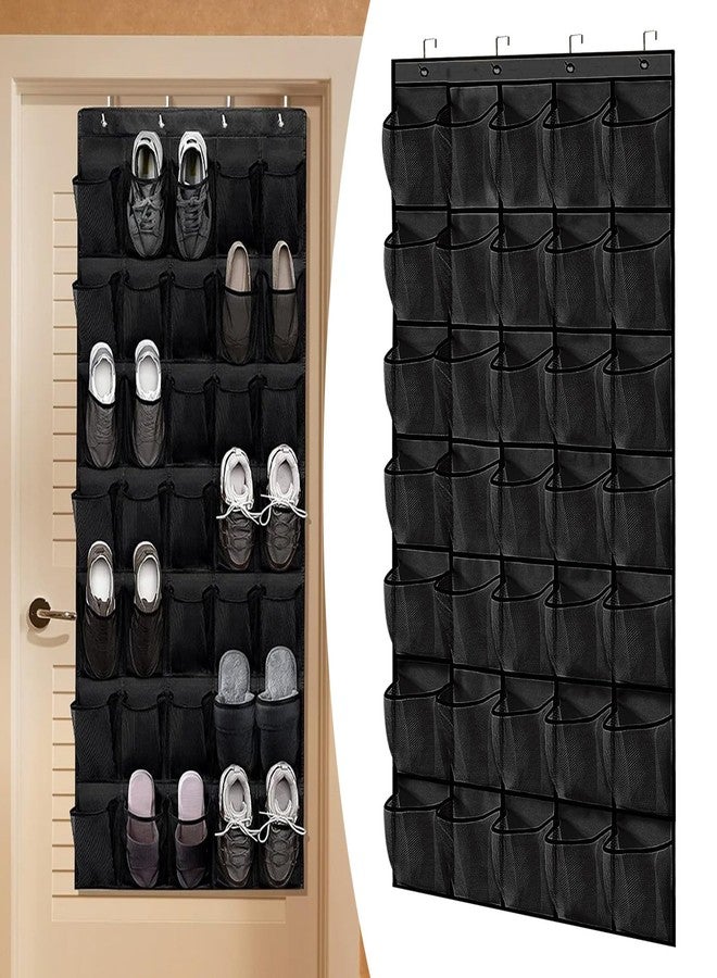 Newnessai 35 Pocket Black Over the Door Shoe Organizer, Reusable Breathable Large Mesh Bag Men's & Women's Sneaker Organizer, for Hanging Shoe - Image 4