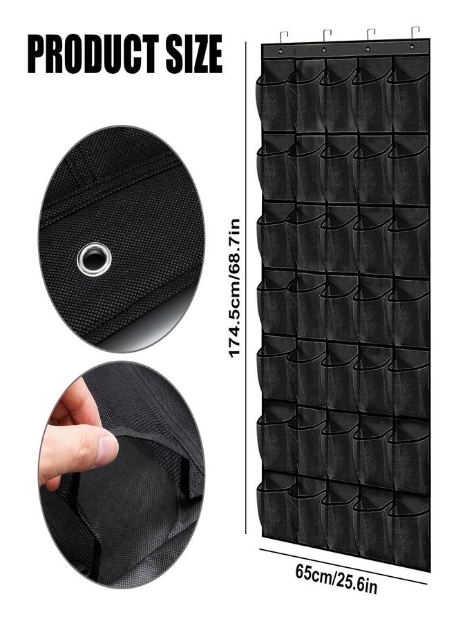 Newnessai 35 Pocket Black Over the Door Shoe Organizer, Reusable Breathable Large Mesh Bag Men's & Women's Sneaker Organizer, for Hanging Shoe - Image 5