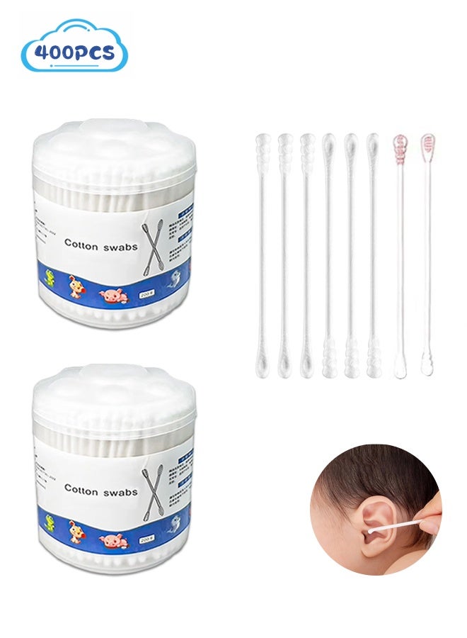 Sweet Life 400Pcs Baby Cotton Swabs, Paper Sticks Cotton Buds for Baby Ear Nose Clean - Image 1