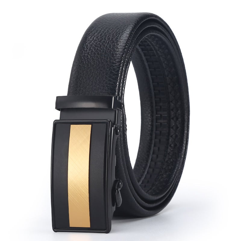 New mens business belt high-end pu hemming litchi fashion belt automatic iron buckle head stall wholesale Z0087 ten 