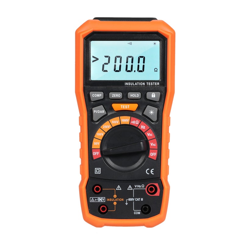 Insulation Resistance Tester 50/100/250/500/1000V Megohmmeter and Multimeter with 2 Test Leads Alligator Clips Measurement AC/DC Voltage Frequency Conduct Low Resistance - Image 1