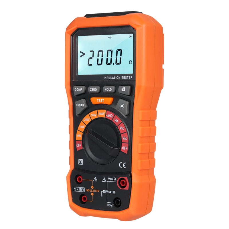 Insulation Resistance Tester 50/100/250/500/1000V Megohmmeter and Multimeter with 2 Test Leads Alligator Clips Measurement AC/DC Voltage Frequency Conduct Low Resistance - Image 2