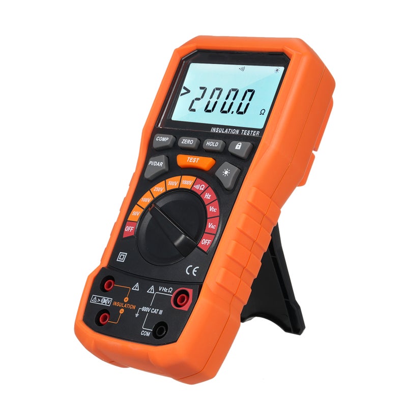 Insulation Resistance Tester 50/100/250/500/1000V Megohmmeter and Multimeter with 2 Test Leads Alligator Clips Measurement AC/DC Voltage Frequency Conduct Low Resistance - Image 3