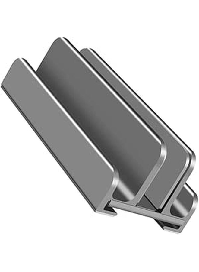 Aluminum Vertical Laptop Stand Adjustable Gray Three Slot Desktop Holder - Image 1