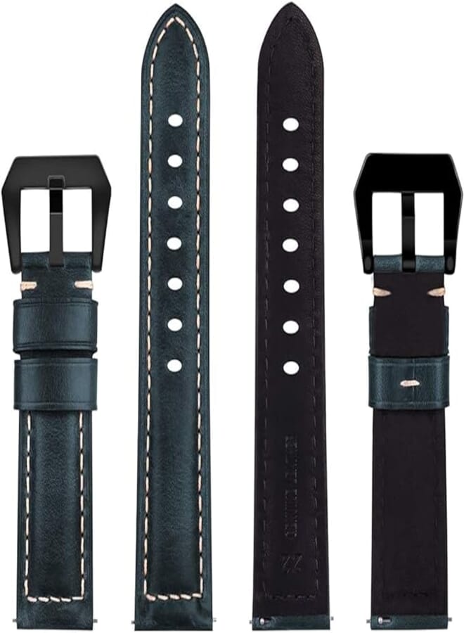Big Clip Leather Band with Black Stainless Steel Buckle and Quick Release Pins For Huawei GT2 / GT - Royal Blue