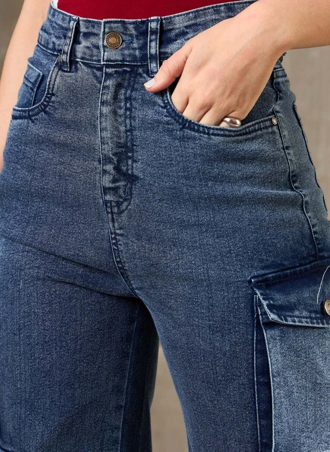 ساسافراس جينز كارغو نسائي أزرق متوسط