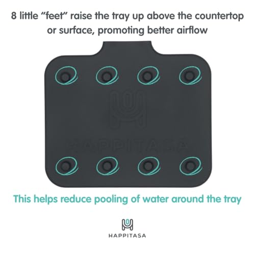 Happitasa Silicone Soap Dish Tray and Sponge Holder with Drain Chute and Feet | 3-Way Sloped Design | Bathroom and Kitchen Sink Organizer Caddy (Smoky Blue, 5"x4", 3.5 Ounces) - Image 3