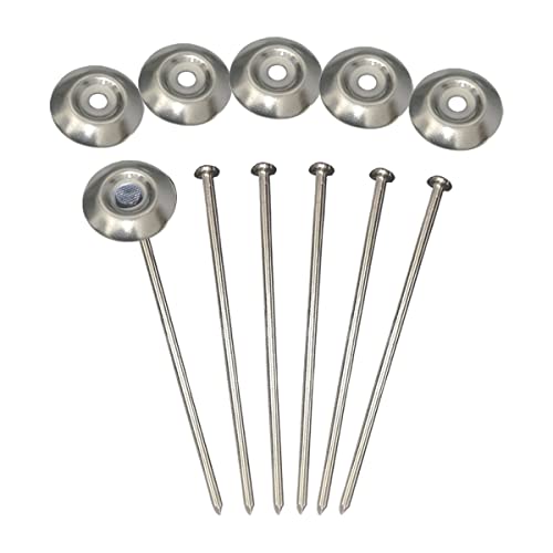 FOMMEN Stainless Steel 304 Patio Rug Stakes 8" RV Rug Stakes, Used for Rugs, Tents, Tarps, RV Mats,No More Moving - Pack of 6 - Image 1